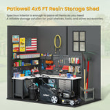 Patiowell 4' x 6' Outdoor Storage Shed with Floor, Plastic Shed Outside Resin Tool Shed with Window and Lockable Door for Backyard Garden Patio Lawn, Dark Grey (Fit-it Shed) Patiowell