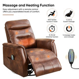 choairy Massage Rocker Recliner Chair, Oversized Manual Glider Rocking Recliners, Reclining Chair with Massage and Heat, Faux Leather Nursery Recliner for Living Room, Dark Brown choairy