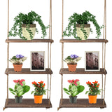Nuanchu 2 Pieces Decorative Wall Hanging Shelves Window Shelf for Plants 3 Tier Distressed Rustic Home Decor Wood Rope Shelf Floating Indoor Wall Swing Hanging Plant Shelves for Living Room Bathroom Nuanchu