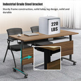 Folding Conference Table,Super Sturdy Large Rectangle Meeting Seminar Table for 12 Person,Mobile Conference Room Tables with Wheels,Modular Long Business Training Tables,Modern Office Seminar Tables VORDERRY