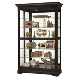 Howard Miller Kane II Curio Cabinet - Showcase Black Finish Adjustable Shelves & Levelers Illuminated Interior Lightning, Lockable Door Perfect for Living Room Office and Room Decor Howard Miller