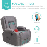 Best Choice Products Modern Linen Electric Power Lift Chair, Recliner Massage Chair, Adjustable Furniture for Back, Legs w/ 3 Positions, USB Port, Heat, Cupholders, Easy-to-Reach Button - Gray Best Choice Products