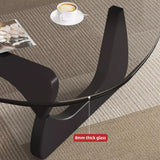 EASYSOUL Modern Glass Coffee Table, 32.68" D x 22.44" W x 15.75" H, Abstract Round Tea Tables for Living Room Home Office Industrial Cocktail Tables (Black-Gray Glass, 32.68") EASYSOUL