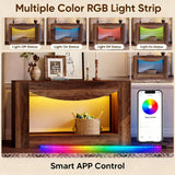 knoworld Farmhouse Console Table, 47 Inches Entryway Console Table with LED Light, Sofa Table Behind Couch, Wooden Accent Entryway Table for Living Room, Hallway knoworld