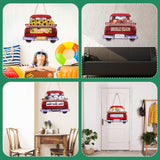 Suzile 43 Pcs Interchangeable Christmas Welcome Sign for Front Door Farmhouse Truck Porch Hanging Decor with 42 Interchangeable Seasonal Sign Wooden Wall Outdoor Christmas Thanksgiving Ornament(Red) Suzile