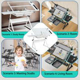 Adjustable Drafting Table for Adults Professional Art Table 2 Storage Drawers Height Adjustable Home Office Reading Painting Tempered Glass Top Modern White Design Doeqkue