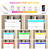 knoworld White Dresser with LED Lights, Wooden LED Dresser, 4 Drawer Chest with Charging Station, Tall Chest of Drawer Closet Organizer for Bedroom, Living Room, Entryway, Hallway knoworld