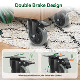 5 Inch Caster Wheels, Casters Set of 4 Heavy Duty, BZOLIHEU Locking Casters, Silent Top Plate Swivel Casters with Brake, Grey Polyurethane Castor Wheels for Furniture and Workbench Cart BZOLIHEU