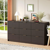 Fluted Dresser for Bedroom, 9 Drawer Dresser, Large Capacity & Anti-Tip, Modern Chest of Drawers with Metal Handles, Wooden Dressers Closet Storage Organizer for Living Room Hallway Entryway GarveeHome