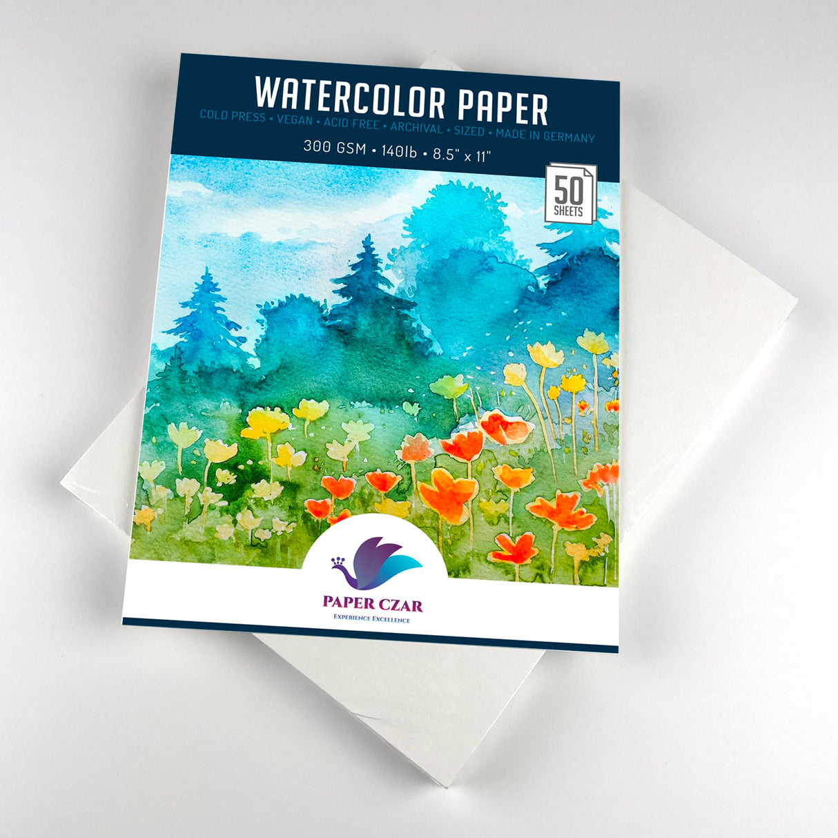 50 Sheets Watercolor Paper White Cold Press (300GSM, 8.5x11) Generic