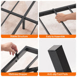 HOOBRO Floating Bed Frame King Size, Bed Frame with Charging Station and LED Lights, Industrial Style Metal Platform King Bed, Soundless, No Box Springs Needed, Black HOOBRO