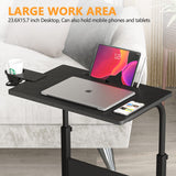 Klvied Standing Desk Adjustable Height, Stand Up Desk with Cup Holder, Portable Laptop Desk, Mobile, Small Computer Desk, Bedside Table, Black Rolling Desk, Work Desk for Home Office Klvied