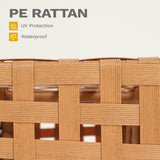 DWVO Patio Furniture Set 3 Pieces Outdoor Sectional Sofa with Solar Light Table & Waterproof Cushions Outdoor Couch All-Weather Rattan Patio Conversation Set for Balcony Garden Porch DWVO