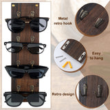 Moxweyeni Set of 2 Rustic Mounted Sunglasses Storage Organizer Wood Eyeglasses Holder Sunglass Rack Eyeglasses Display Rack with Metal Hooks Glasses Wall Decor Hanging Jewelry Organizers for Home Moxweyeni