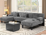 YITAHOMA Sectional Couches for Living Room, U Shaped Sofa Chenille Modern Couch with USB & Type C Charging Ports Double Chaise and Comfy Upholstered, Dark Grey YITAHOME
