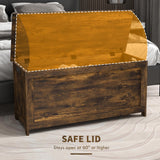 HOMCOM Storage Chest, Wooden Box with 2 Safety Hinges and Cut-out Handles, Modern Storage Trunk for Living Room, Entryway, 39.4" x 15.7" x 18.9", Rustic Brown HOMCOM