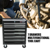 HFYee Rolling Tool Chest Metal Tool Box with Wheels Tool Cabinet Craftsman Tool Cart on Wheels Tool Box Portable Tool Box with Wheels 7 Drawers Multifunctional Tool Cart with Wheels, Black HFYee