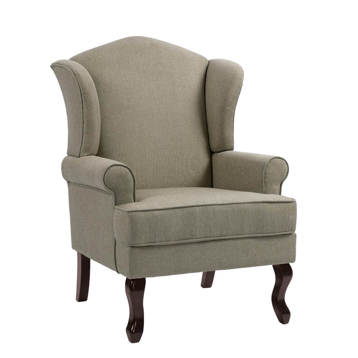 UIXE High Back Accent Chair for Living Room, Comfy Upholstered Arm Chair in Fabric with Retro Solid Wood Legs, Traditional Armchair Single Sofa Reading Seat - Light Camel UIXE