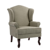 UIXE High Back Accent Chair for Living Room, Comfy Upholstered Arm Chair in Fabric with Retro Solid Wood Legs, Traditional Armchair Single Sofa Reading Seat - Light Camel UIXE