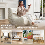 Cansunna Bean Bag Chair Big Sofa Beanbag Chair for Adults Fireside Chair Bean Bag Lounger with Memory Foam Filled for Home,Apartment or Gaming Venue (White Plush) Cansunna