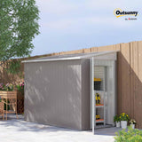 Outsunny 4' x 7.7' Metal Outdoor Storage Shed, Lean to Storage Shed, Garden Tool Storage House with Lockable Door and 2 Air Vents for Backyard, Patio, Lawn, Light Gray Outsunny