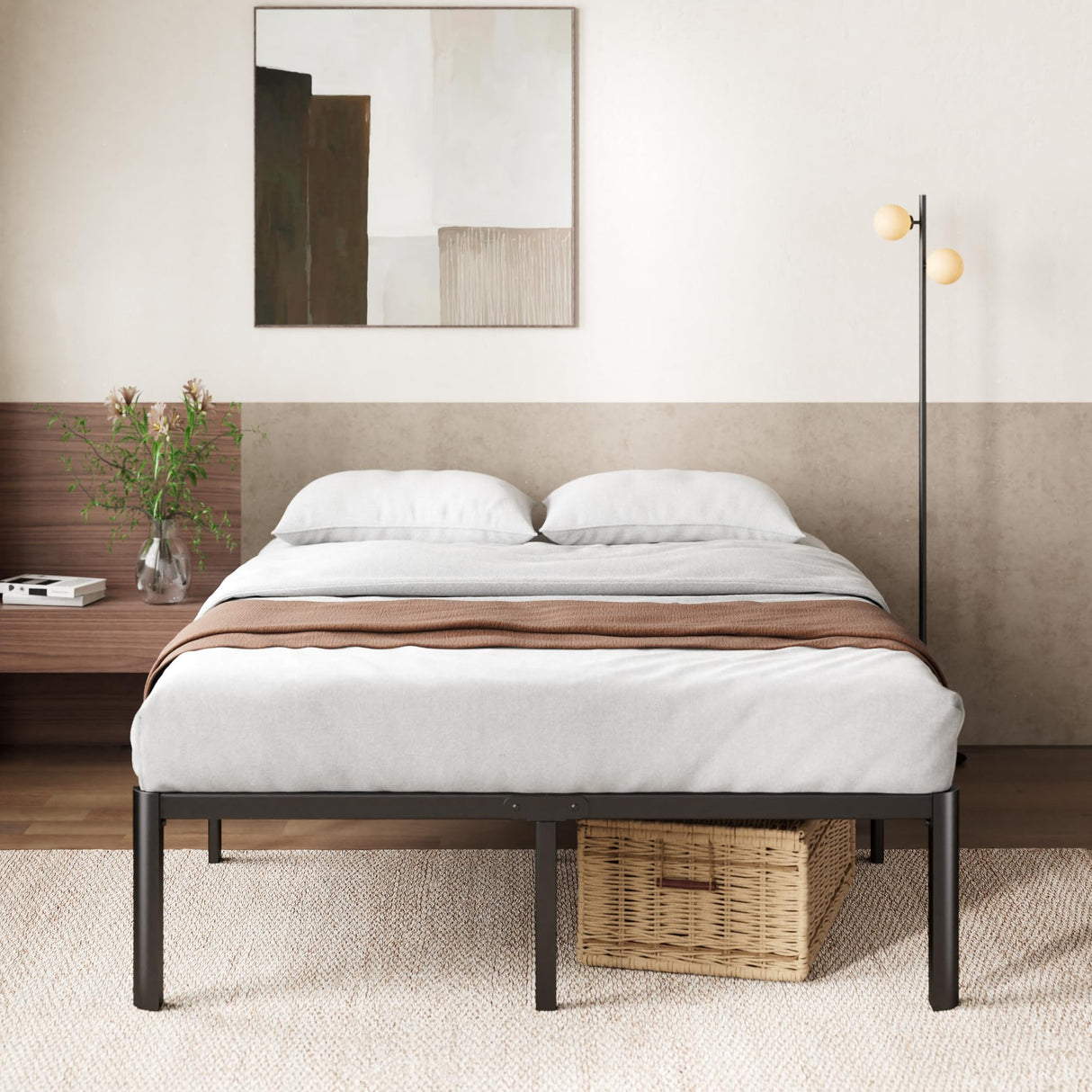 ZINUS Van 16 Inch King Metal Platform Bed, Steel Slat Support, No Box Spring Needed, Eco Friendly WonderBox Packaging, Easy Assembly, Black ZINUS