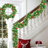 Christmas Garland with Lights, 50 LEDs 9FT Prelit Garland Battery Operated Outdoor Indoor Christmas Decorations Lighted Garland for Stairs Railing Fireplace Mantle Front Door Home Holiday Decor Xander