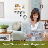 HOMEBROS Key Mail Holder for Wall, White Wooden Key Mail Organizer with Drawer Wall Mount Key Rack with Shelf Key Storage Hanger with 8 Key Hooks for Entryway Hallway 2 Installation Methods HOMEBROS