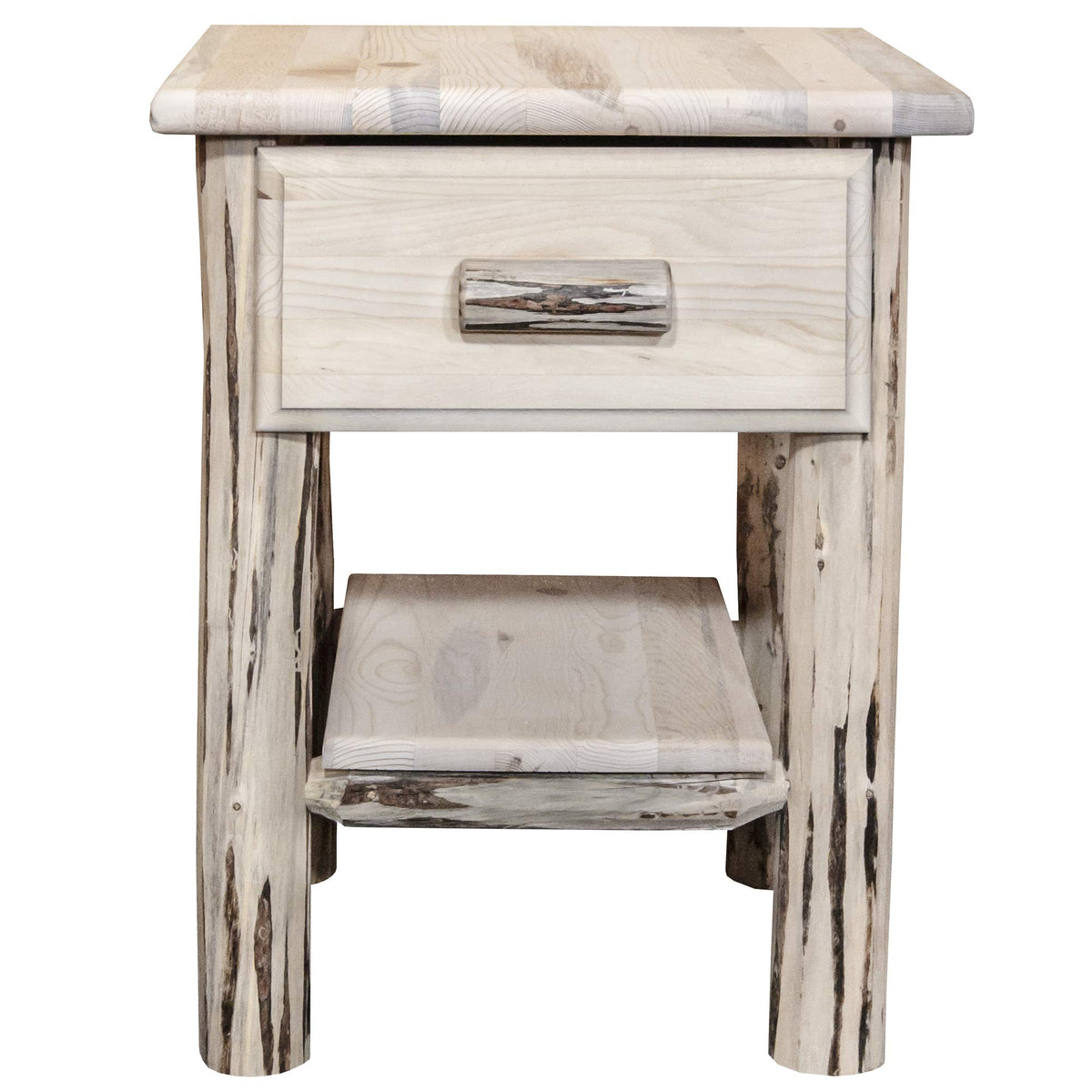 Montana Woodworks Log Nightstand with Drawer - Varnished Montana Woodworks