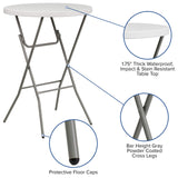 Flash Furniture Kathryn 2.63' Round Folding Bar Height Table for Parties and Commercial Events, Indoor/Outdoor Plastic Bar Height Folding Table, White Flash Furniture
