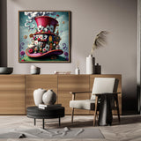 1tonine DIY 5D Fantasy Hat Diamond Art Kits for Adults-Playing Cards Full Drill Round Diamond Dots Paint by Numbers Kit-Red Hat Diamond Painting Gem Arts and Crafts for Home Decor and Gifts 1tonine