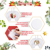 36 Pieces Angel Feather Wings Ornament Sublimation Ornament Blanks Set White Angel Wings for Crafts Round Hanging Sublimation Blanks Bulk for Tree Decor Party Decorations DIY Craft BBTO