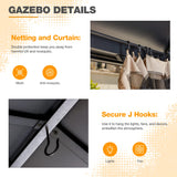 MELLCOM 12 x 14 FT Iron Hardtop Gazebo, Double Roof Gazebo with Curtains and Netting, Waterproof Canopy Gazebo with Anti-Rust Coating Frame for Patios, Lawns, Gardens, and Backyard MELLCOM