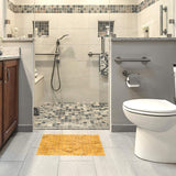 Gonioa Natural Bamboo Bath Mat, Wooden Door Mat Kitchen Floor Bath Rug, Bathroom Shower and Tub Mats, Wooden Bath Mat for Shower, Bath, Spa Or Sauna (16 x 24 Inch) Gonioa