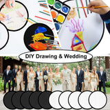 YEAHACLUB 20PCS Foldable Flying Disc Fans with Bags, 9.8'' DIY Handheld Black Egde Fabric Folding Fan for Outdoor Game Activities Birthday Party Favors Gifts, White YEAHACLUB