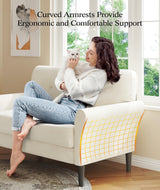 Kidirect 48" Loveseat Sofa, Small Couch for Bedroom, Comfy Love Seat with 21in Extra Deep Seats, 2 Seats Sofa Couch for Small Spaces, Apartment, Tool-Free Setup Mini Couch, Beige White Velvet Couch Kidirect