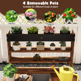 Costzon Kids Potting Bench, Wood Toy Gardening Center with 4 Pots, Chalkboard, Removable Sink, Storage Shelves, Mud Kitchen for Kids Outdoor Play Kitchen, Gift for Boys Girls 3+ Costzon