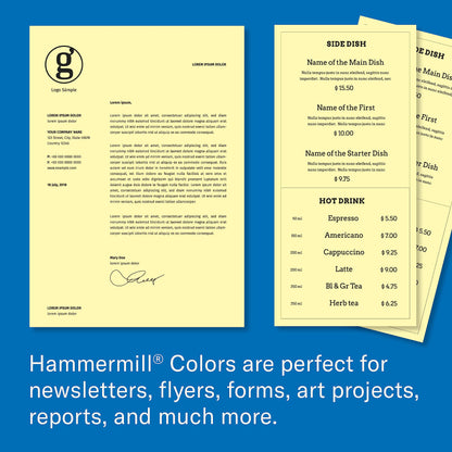 Hammermill Colored Paper, 20 lb Canary Printer Paper, 8.5 x 11-10 Ream (5,000 Sheets) - Made in the USA, Pastel Paper, 103341C