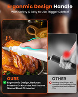 LAUDLIFE Electric Knife, Cordless Cutting Knife, Ergonomic Design with Comfortable Contoured Grip Rechargeable Easy-Slice Electric Carving Blade for Meat Slicing, Bread, Fillet, Turkey, White LAUDLIFE