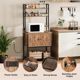 EUBUY Bakers Rack with Power Outlets, 5-Tier Storage Shelf Wood Coffee Bar Cabinet for Kitchen Dining Room, Coffee Bar Station, Kitchen Storage Shelf EUBUY