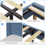 GarveeHome Upholstered Twin Bed Frame with LED Lights, Velvet Platform Bed Frame with Wing Back Storage Headboard, Wood Slats Support, No Box Spring Needed, Easy Assembly, Blue GarveeHome