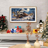JOOZ Large Christmas Diamond Painting Kits for Adults Full Drill Christmas Train Diamond Art Kits for Adults Snow House Diamond Painting Kits Christmas Tree Gem Art for Home Wall Decor 27.5x15.7 Inch JOOZ