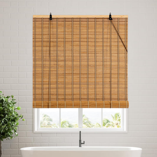 Natural Bamboo Roll-Up Blinds - Light Filtering Shades for Indoor & Outdoor Use (48''W x 72''H) - WoodArtSupply