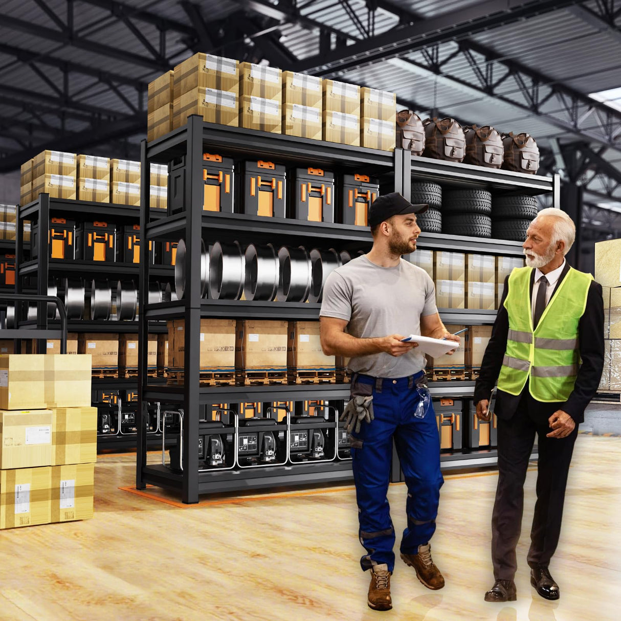 XCXVVB 72" H Garage Shelving,Heavy Duty Garage Storage Shelves,Metal Shelving Unit,5 Tier Adjustable Steel Utility Shelf,Use for Basement,Warehouse, Pantry Closet,Black (Steel-72 H*35.4" W*15.7" D) XCXVVB