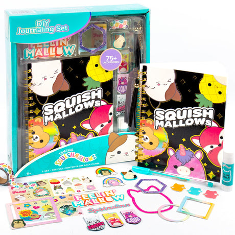 Squishmallows Original DIY Journaling Kit, Includes Craft Supplies Like Cute Stickers for Journaling, Sketch Pad, Cam The Cat Charm, Keychain, Fun Scrapbook Kit, Girl Gifts, Art Set Squishmallows