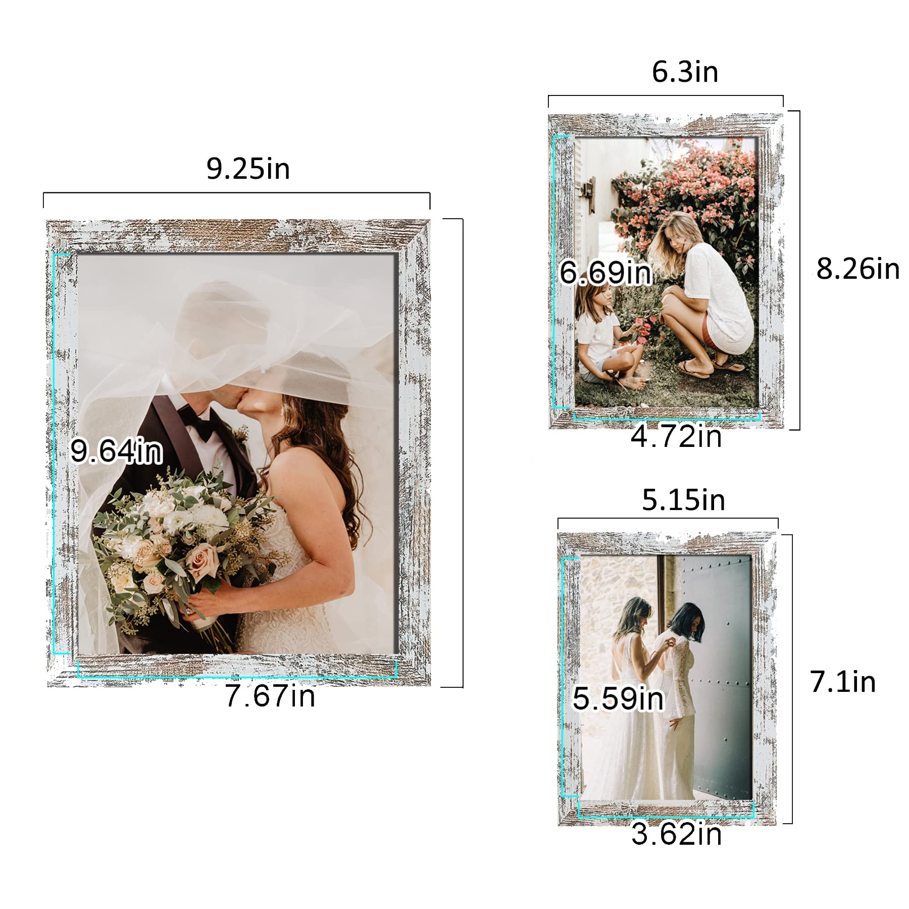 LUCKYLIFE Picture Frame Set 10-Pack, Gallery Wall Frame Collage with 8x10 5x7 4x6 Frames in Distressed White Finishes - WoodArtSupply