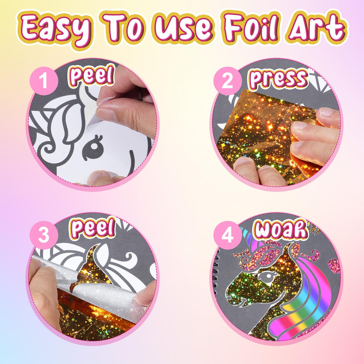 Art & Craft Activity,Foil Craft Princess DIY Fun Art Kits,No Mess Creative Foil Art Kits Set Drawing Game for Kids,Birthday Gifts Crafts Supplies Travel Toys for Girls Boys Ages 4 5 6 7 8 9 Year Old Jectivs