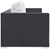 Modway Convene Wicker Rattan Outdoor Patio Sofa in Espresso White Modway
