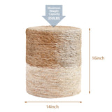 Wimarsbon Ottoman Poufs, 100% Natural Seagrass Pouffe, Hand Weave Round Footstool with Wood Frame, Sitting Braided Footrest, Home Boho Decorative Seat, Accent Chair for Living Room, Bedroom Wimarsbon