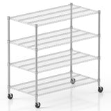 Homdox Heavy Duty Metal Shelves for Storage, 4 Tier Storage Racks and Shelving, Commercial Adjustable Wire Shelving Unit on Wheels, Garage Rack Pantry Shelves Kitchen Shelving, 24"x60"x72", Chrome Homdox